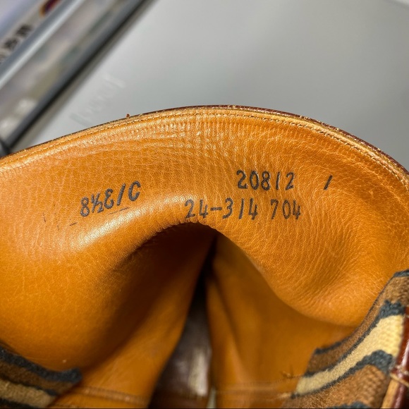 VINTAGE Johnston & Murphy Stovepipe Leather Cowboy Western Work Boots 8.5 Wide - Picture 5 of 9